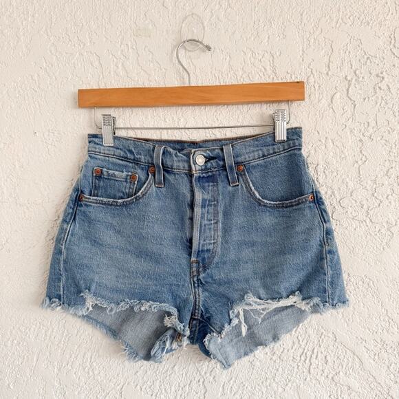 Levi's 501 High Waist Classic Denim Shorts - Picture 2 of 7